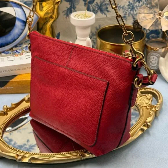 🆕 OROTON 🧿 NWOT Lily Zip Top Leather Crossbody, Red - Picture 7 of 16